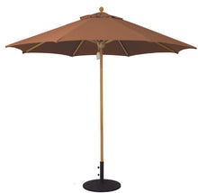 Galtech 531TK 9' African Teak Wood Pulley Lift Outdoor Market Umbrella