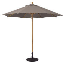 Galtech 531TK 9' African Teak Wood Pulley Lift Outdoor Market Umbrella
