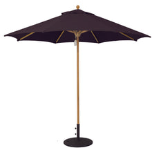 Galtech 531TK 9' African Teak Wood Pulley Lift Outdoor Market Umbrella
