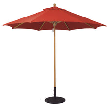 Galtech 531TK 9' African Teak Wood Pulley Lift Outdoor Market Umbrella