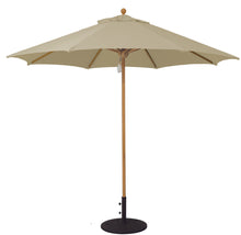 Galtech 531TK 9' African Teak Wood Pulley Lift Outdoor Market Umbrella