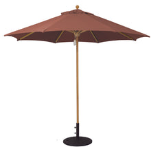 Galtech 531TK 9' African Teak Wood Pulley Lift Outdoor Market Umbrella