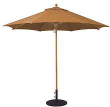 Galtech 531TK 9' African Teak Wood Pulley Lift Outdoor Market Umbrella