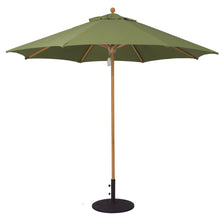 Galtech 531TK 9' African Teak Wood Pulley Lift Outdoor Market Umbrella