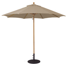 Galtech 531TK 9' African Teak Wood Pulley Lift Outdoor Market Umbrella