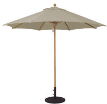 Galtech 531TK 9' African Teak Wood Pulley Lift Outdoor Market Umbrella