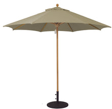 Galtech 531TK 9' African Teak Wood Pulley Lift Outdoor Market Umbrella