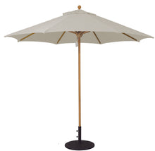 Galtech 531TK 9' African Teak Wood Pulley Lift Outdoor Market Umbrella