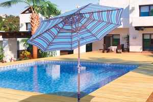 galtech auto tilt patio umbrella Galtech 537TK 9' Teak Outdoor Market Umbrella with Auto Tilt – Willow Creek Designs