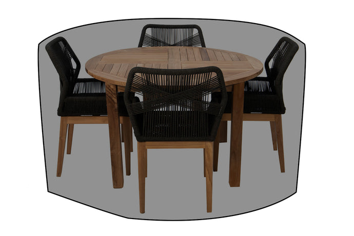 5 pc Beverly Rope & Teak Outdoor Dining Set with 48