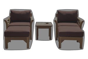 5 pc Monterey Teak Club Chair Chat Group WeatherMAX Outdoor Weather Cover
