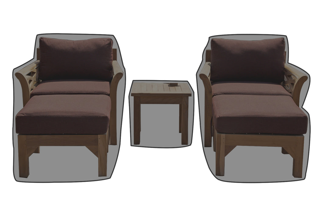 5 pc Monterey Teak Club Chair Chat Group WeatherMAX Outdoor Weather Cover