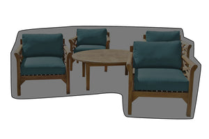 5 pc Monterey Teak Deep Seating Set with 52" Chat Table WeatherMAX Outdoor Weather Cover