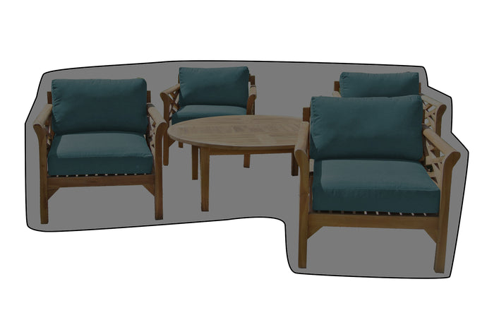 5 pc Monterey Teak Deep Seating Set with 52