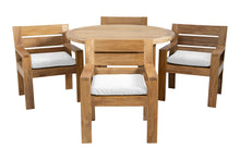 5 pc Pacific Teak Dining Set with 60" Round Dining Table - 4x Arm