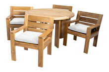 5 pc Pacific Teak Dining Set with 60" Round Dining Table - 4x Arm