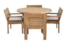 5 pc Pacific Teak Dining Set with 60" Round Dining Table - 4x Arm
