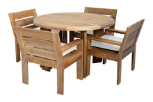 5 pc Pacific Teak Dining Set with 60" Round Dining Table - 4x Arm