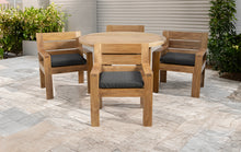 5 pc Pacific Teak Dining Set with 60" Round Dining Table - 4x Arm