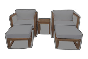 5 pc Venice Teak Club Chair Chat Group WeatherMAX Outdoor Weather Cover