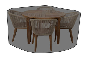 5 pc Westlake Rope & Teak Outdoor Dining Set with 48" Round Table WeatherMAX Outdoor Weather Cover