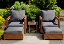 5 pc Chatsworth Teak Club Chair Chat Group. Sunbrella Cushion.