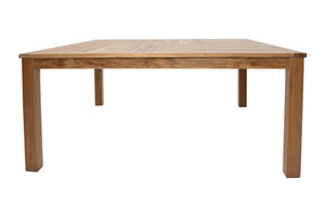 9 pc Huntington Teak Dining Set with 64" Square Dining Table. Sunbrella Cushion