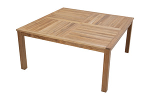 9 pc Huntington Teak Dining Set with 64" Square Dining Table. Sunbrella Cushion