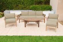 6 pc Monterey Teak Seating Group with 52" Chat Table. Sunbrella Cushion.