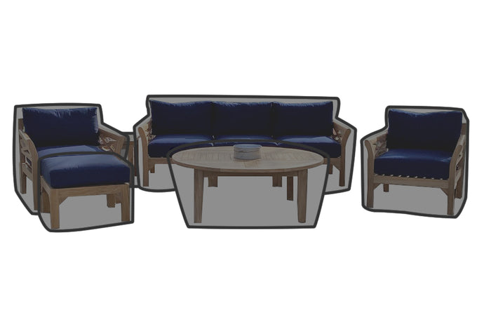 6 pc Monterey Teak Seating Group with 52