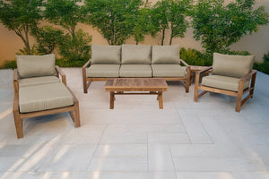 6 pc Newport Teak Seating Group with 42" Coffee Table. Sunbrella Cushion.