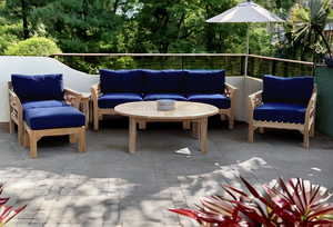 6pc Monterey Teak Seating Group with 52" Chat Table. Sunbrella Cushion.
