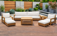 7 pc Chatsworth Teak Outdoor Deluxe Sofa Deep Seating Set with 36" Coffee Table. Sunbrella Cushion