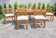 7 pc Monterey Teak Dining Set with 72" Rectangle Dining Table. Sunbrella Cushion.