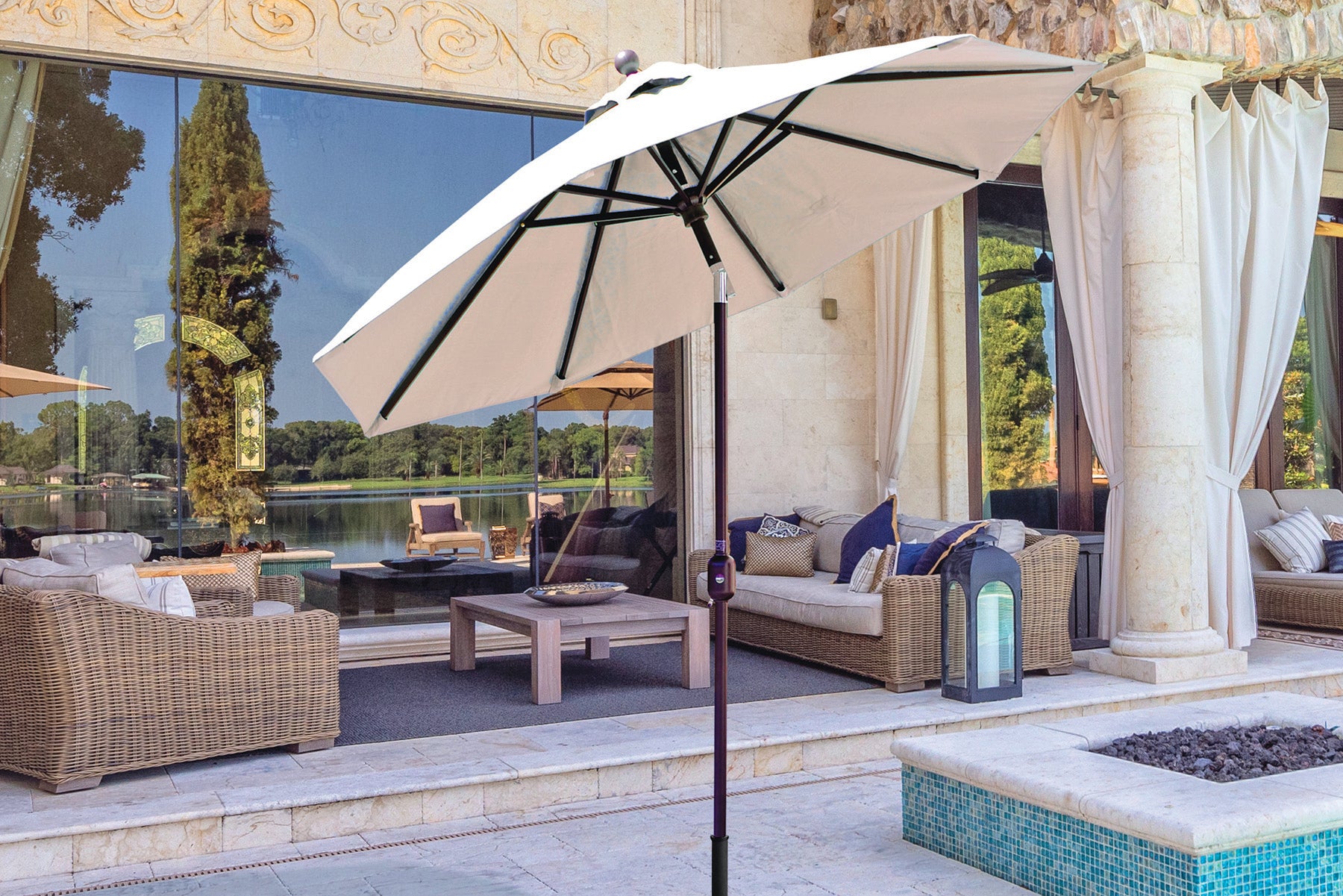 galtech sunbrella patio umbrella Galtech 727 7.5' Aluminum Outdoor Market Umbrella with Deluxe Auto Til – Willow Creek Designs