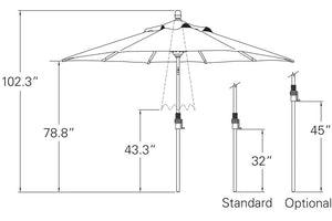 Treasure Garden 9' Starlux Octagon Crank Lift Collar Tilt Umbrella