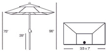 Galtech 772 3.5' x 7' Half Wall Rectangle Aluminum Umbrella