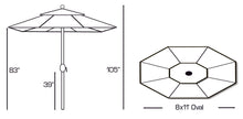 8'x11' Oval Aluminum Outdoor Market Umbrella with Auto Tilt