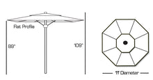 Galtech 781 11' Deluxe Commercial Four Pulley Lift Outdoor Market Umbrella