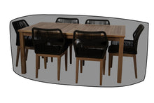 7 pc Beverly Rope & Teak Outdoor Dining Set with 42"x72" Rectangular Dining Table WeatherMAX Outdoor Weather Cover