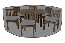 7 pc Huntington Teak Armless Dining Set with 60" Round Dining Table WeatherMAX Outdoor Weather Cover