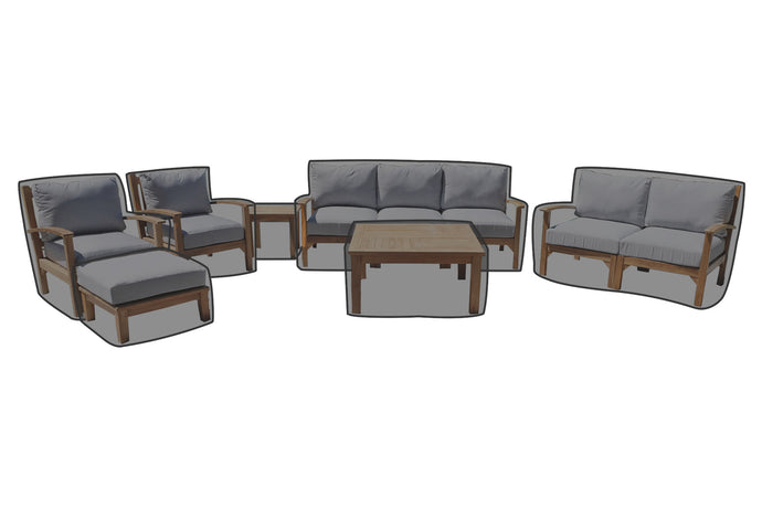 7 pc Huntington Teak Deep Seating Sofa Set with 36