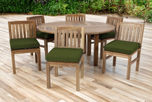 7 pc Huntington Teak Armless Dining Set with 60" Round Dining Table