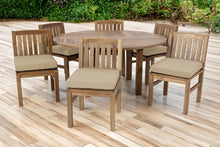 7 pc Huntington Teak Armless Dining Set with 60" Round Dining Table