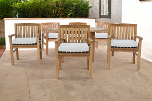 7 pc Huntington Teak Arm Dining Set with 60" Round Dining Table