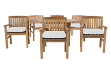 7 pc Huntington Teak Arm Dining Set with 60" Round Dining Table