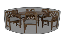 7 pc Monterey Teak Arm Dining Set with 60" Round Dining Table WeatherMAX Outdoor Weather Cover