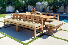 7 pc Newport Teak Bench Dining Set with Expansion Dining Table