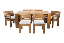 7 pc Pacific Teak Dining Set with 42" x 72" Rectangular Dining Table - 2x Arm 4x Armless