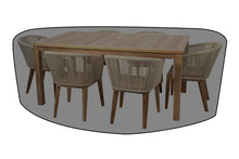 7 pc Westlake Rope & Teak Outdoor Dining Set with 42"x72" Rectangular Dining Table WeatherMAX Outdoor Weather Cover